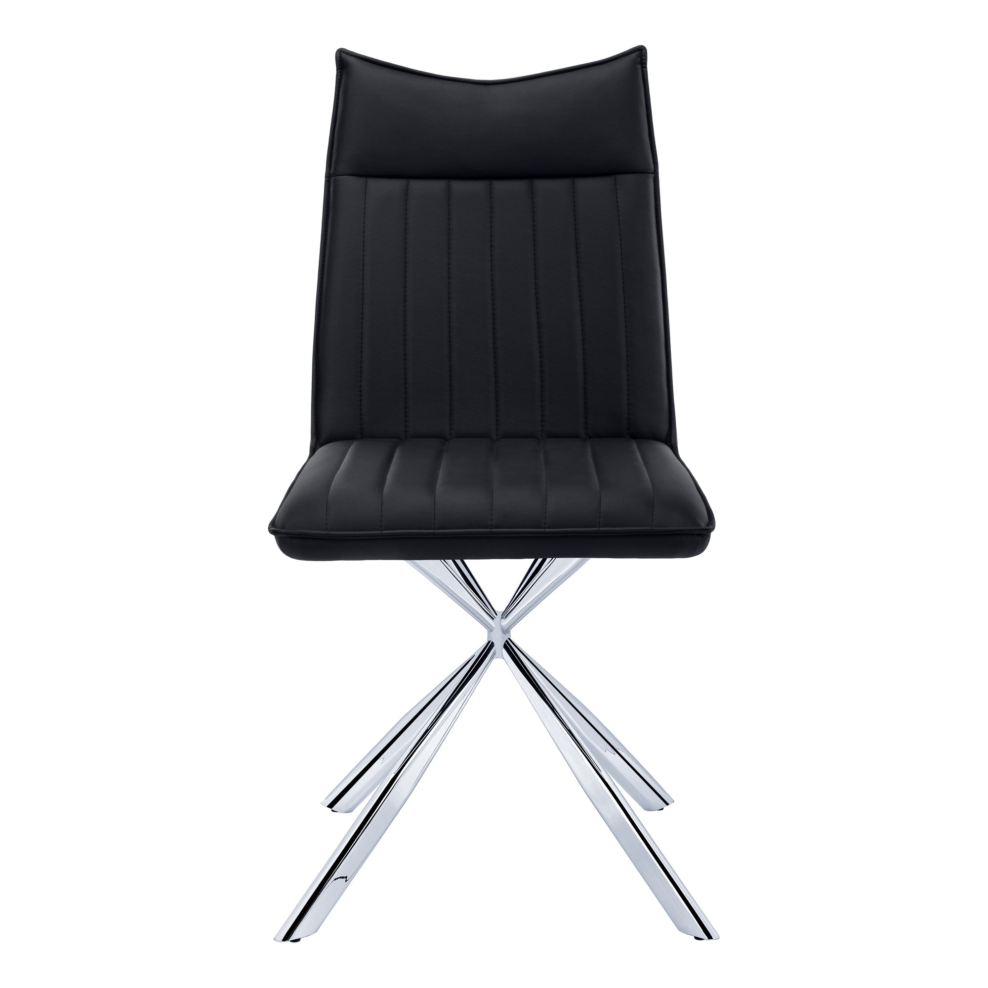 DINING CHAIR - 2PCS / 36"H / BLACK LEATHER-LOOK / CHROME