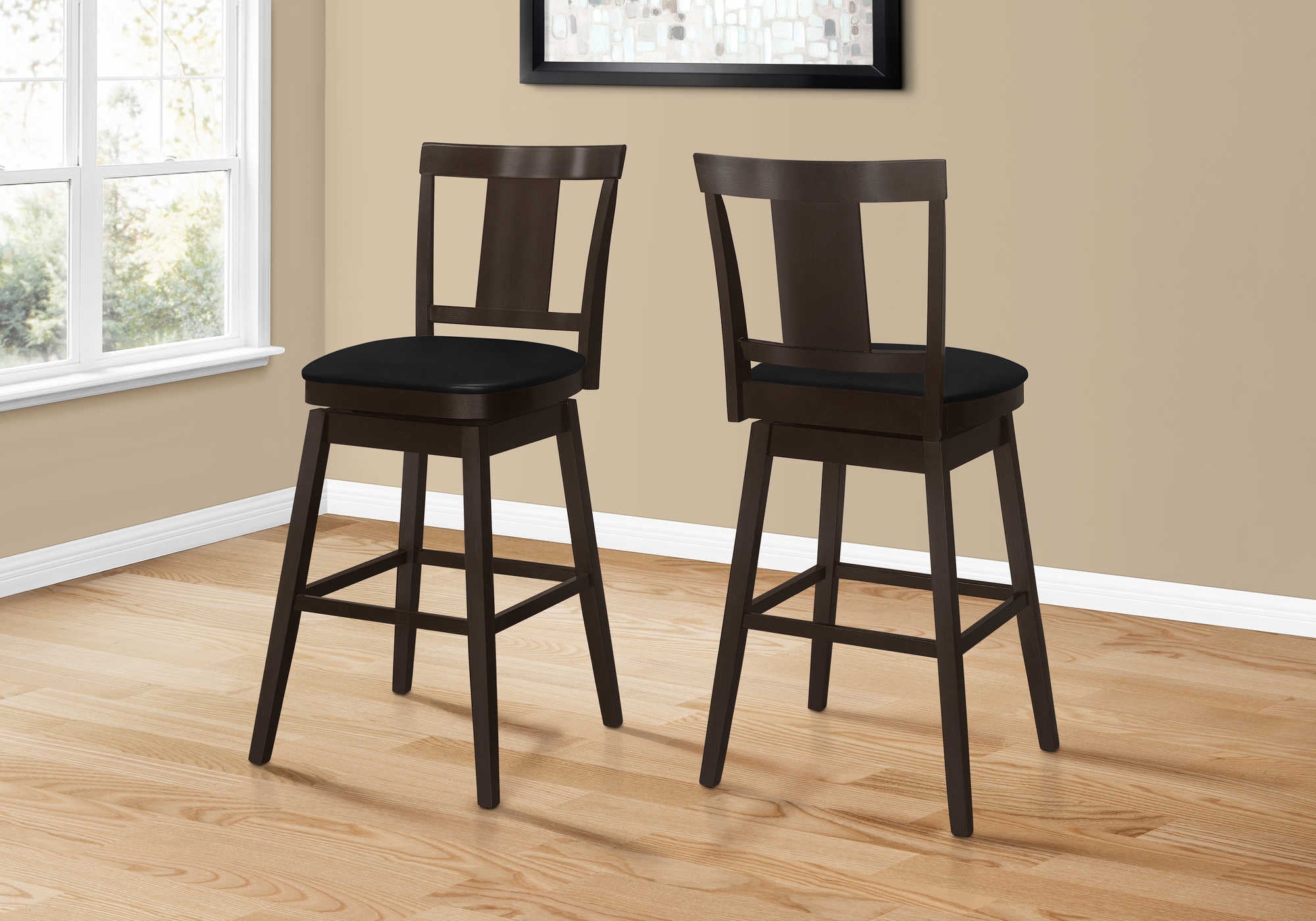 TABOURET DE BAR - 2 PIÈCES / 44"H / ESPRESSO / HAUTEUR DE BAR PIVOTANTE