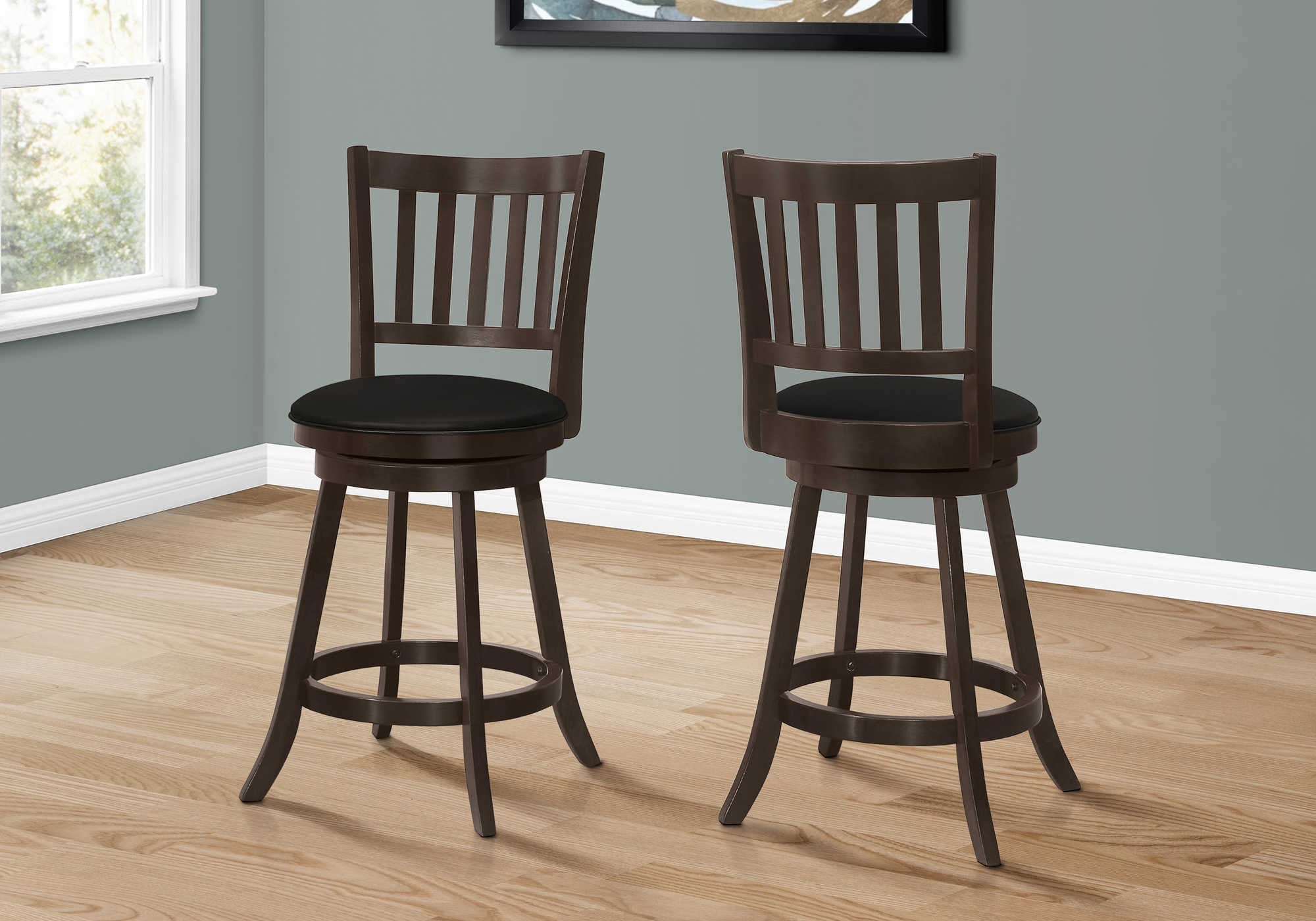 TABOURET DE BAR - 2 PIÈCES / 39"H / ESPRESSO / HAUTEUR DE COMPTOIR PIVOTANTE