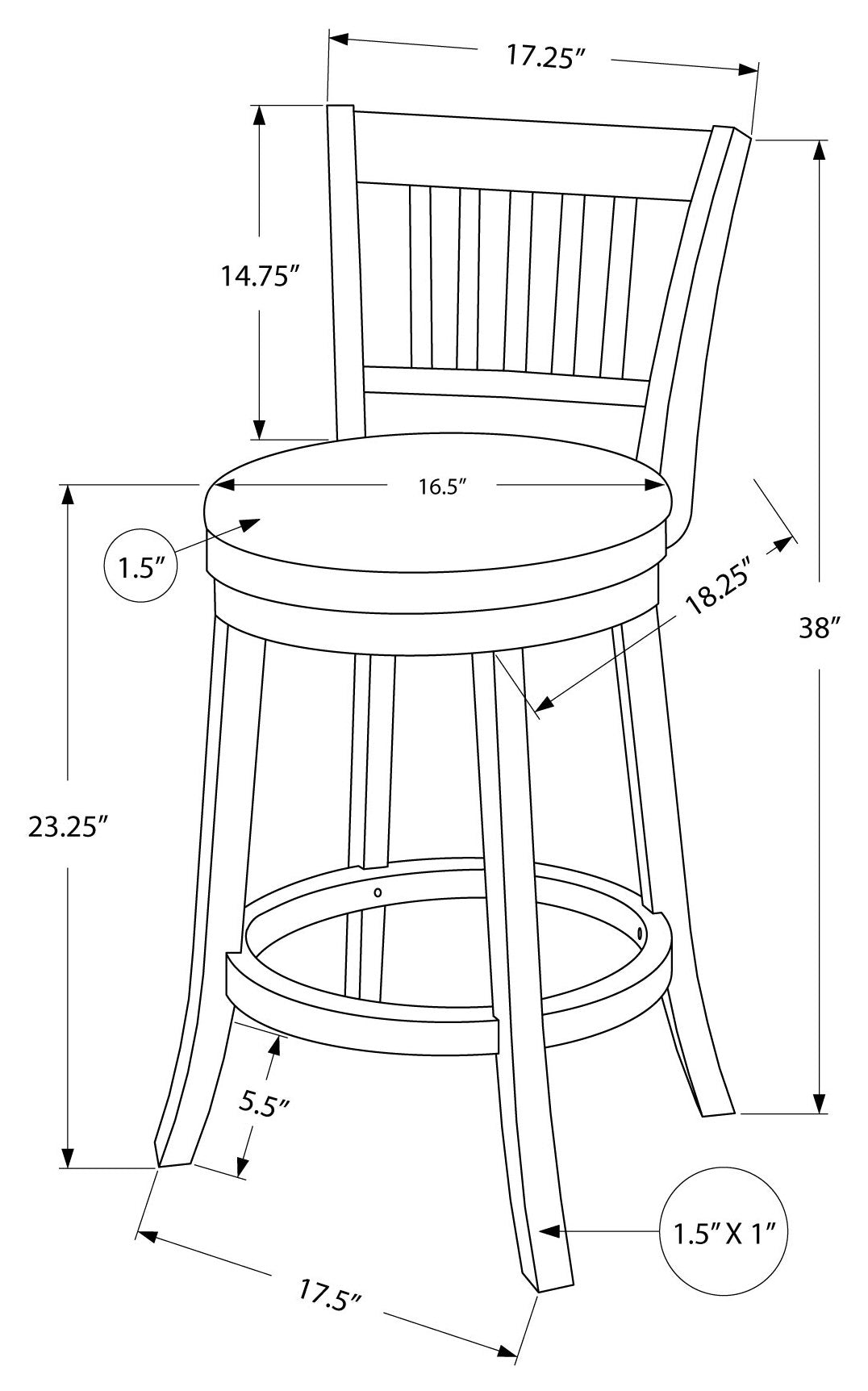 TABOURET DE BAR - 2 PIÈCES / 39"H / ESPRESSO / HAUTEUR DE COMPTOIR PIVOTANTE