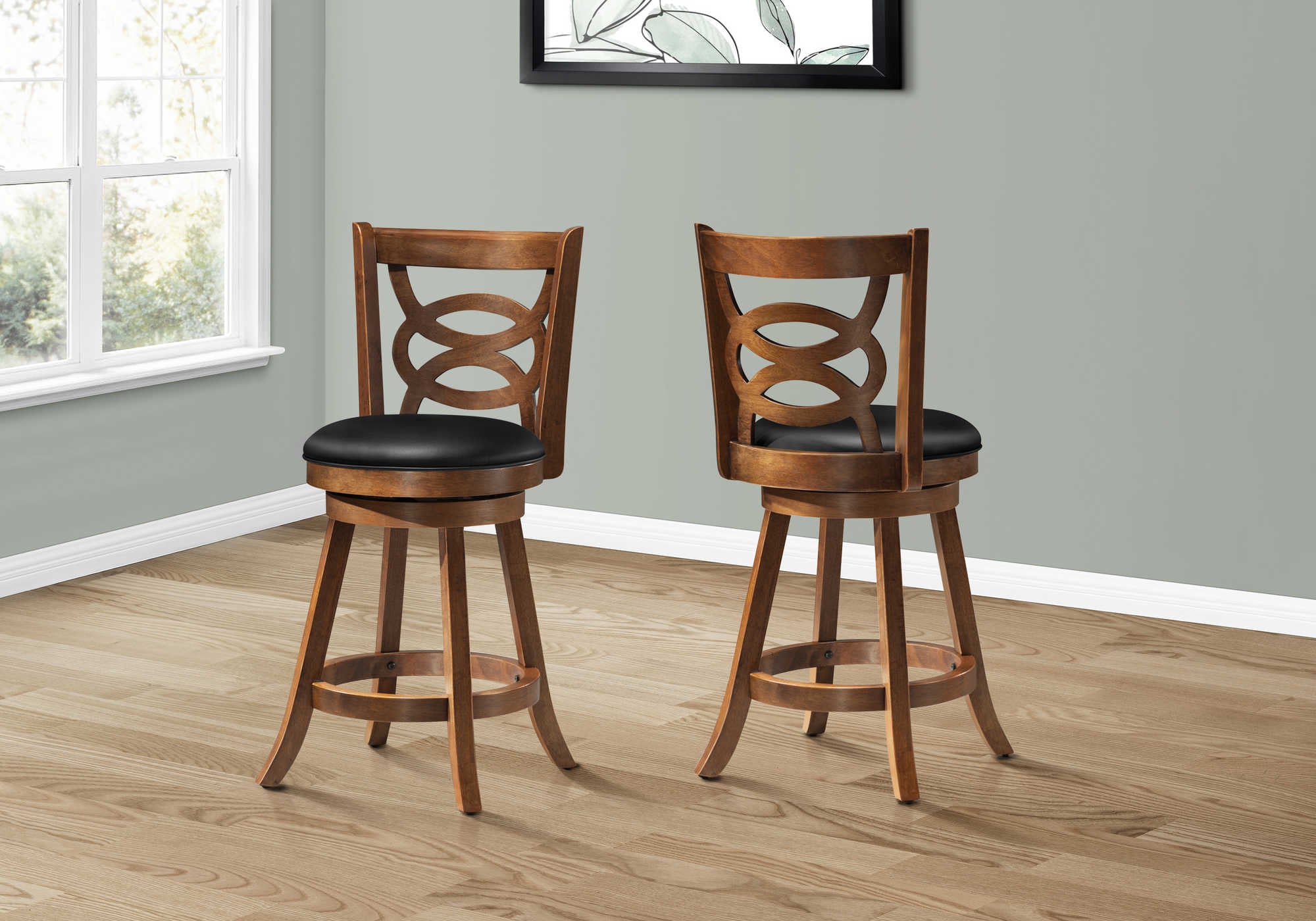 BARSTOOL - 2PCS / 38"H / SWIVEL / OAK COUNTER HEIGHT