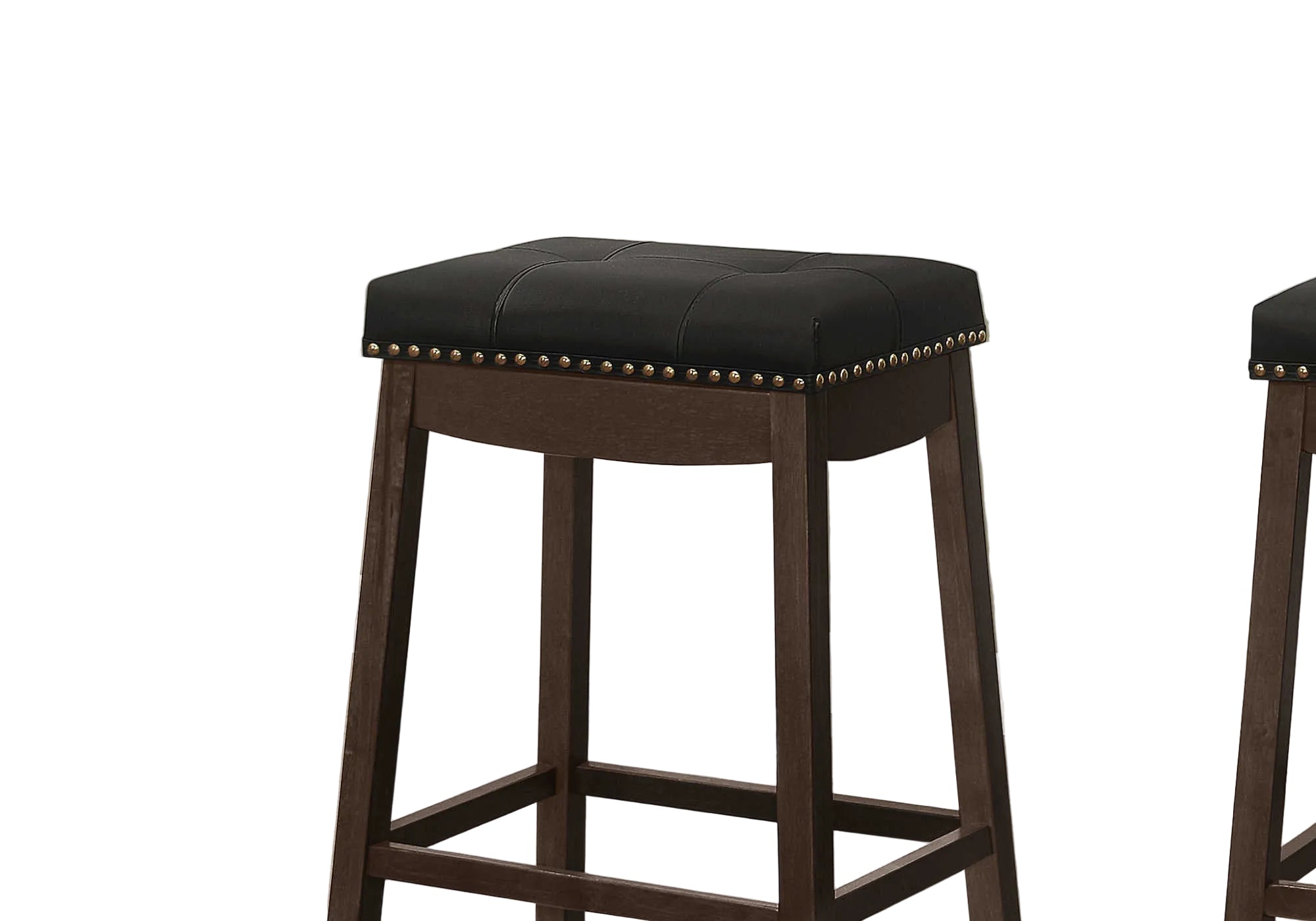 BARSTOOL - 2PCS / 29"H / BLACK LEATHER-LOOK / ESPRESSO