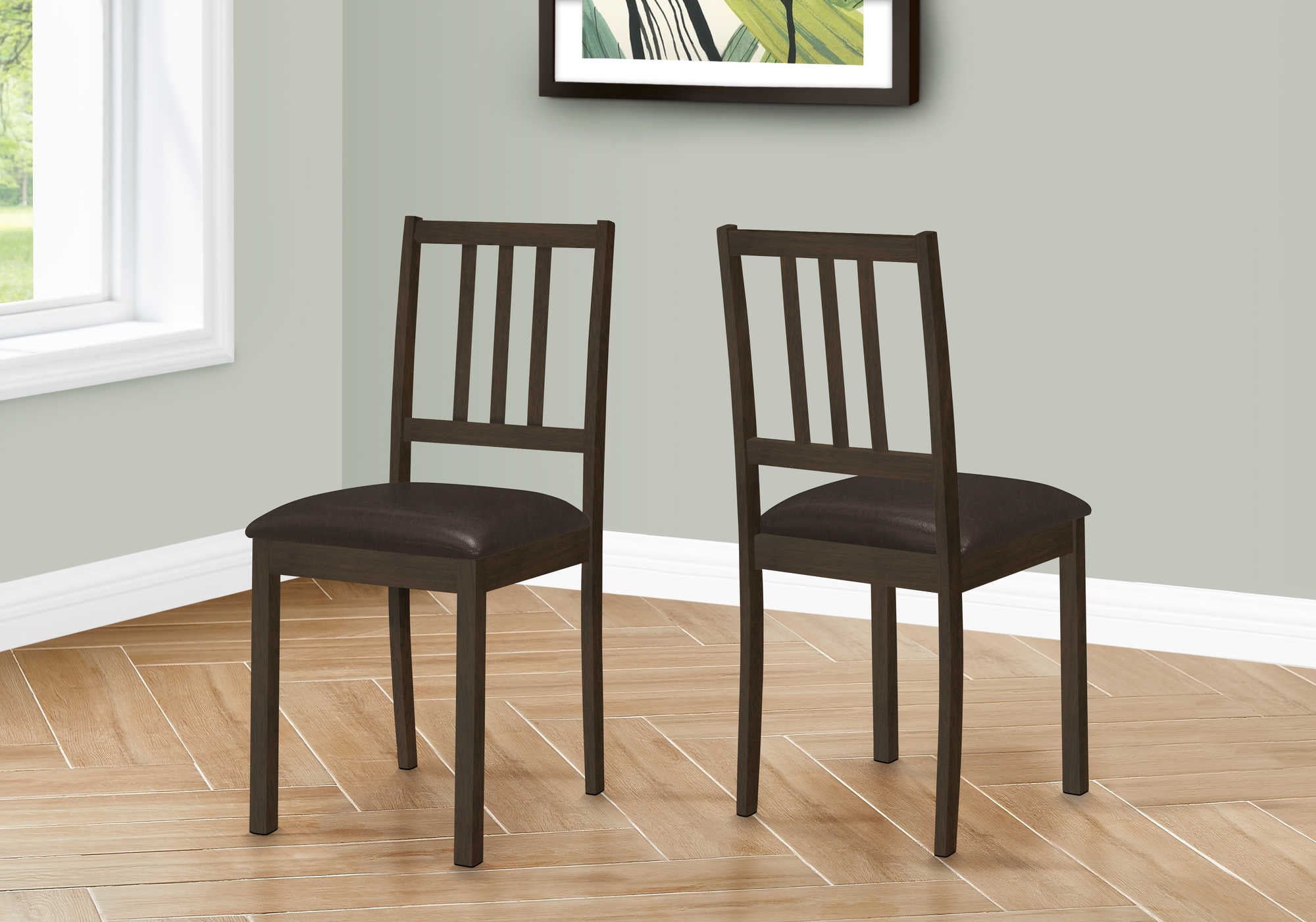 Chaises de salle à manger - 2 pièces / 91 cm de hauteur, siège en polyuréthane marron foncé