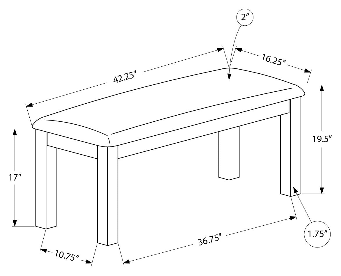 BANC - 42"L / NOYER BRUN / TISSU BEIGE