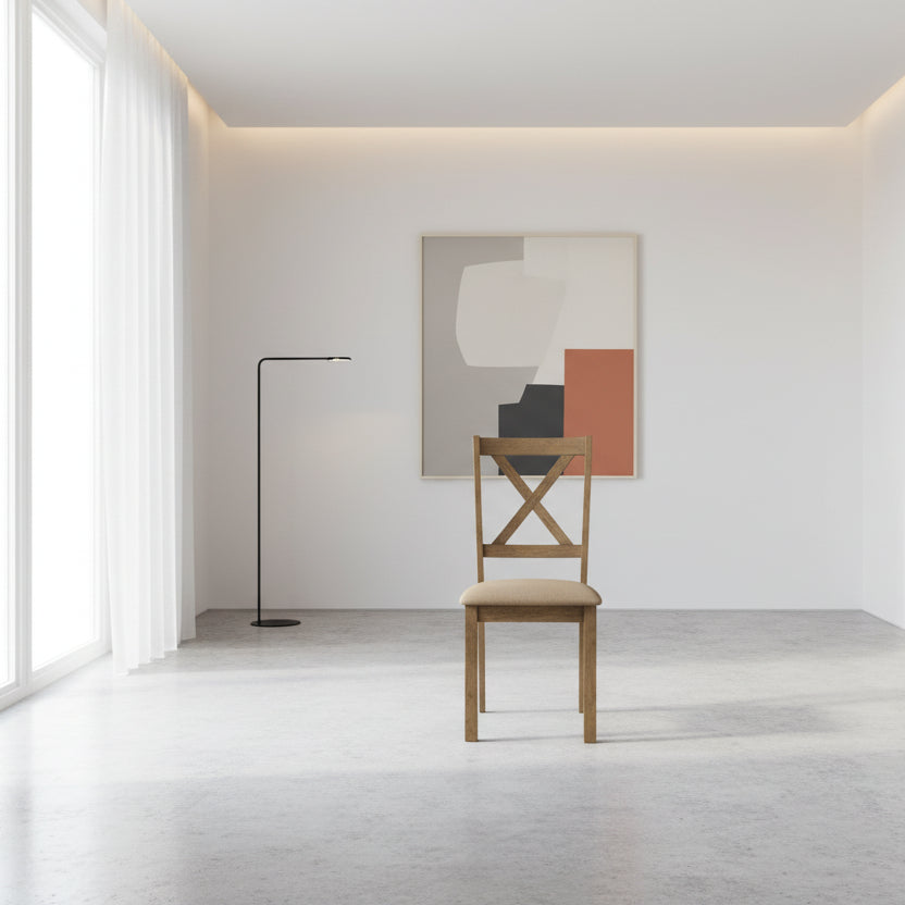 Chaises de salle à manger - 2 pièces / 40"H Noyer brun / Tissu beige