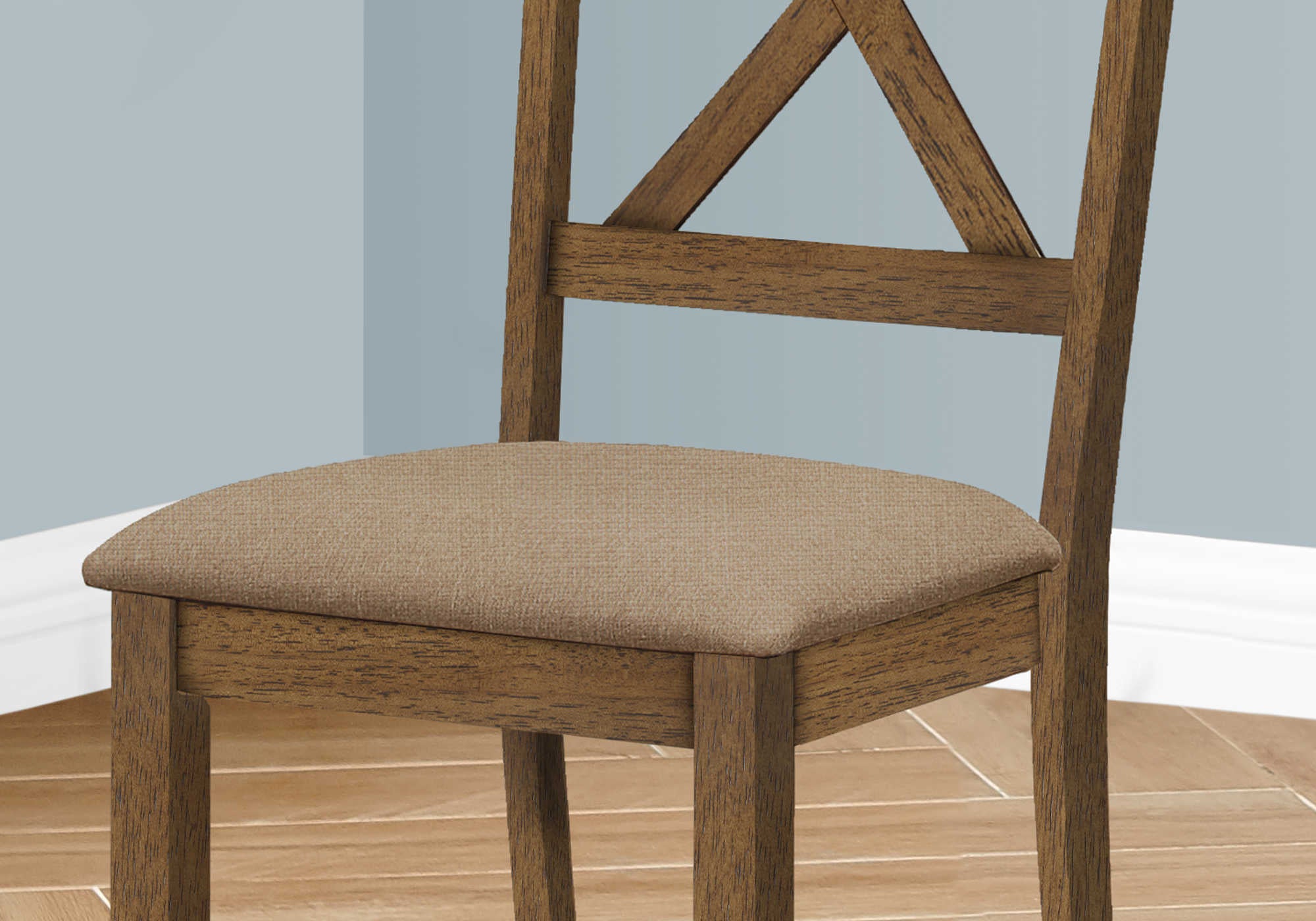 Chaises de salle à manger - 2 pièces / 40"H Noyer brun / Tissu beige