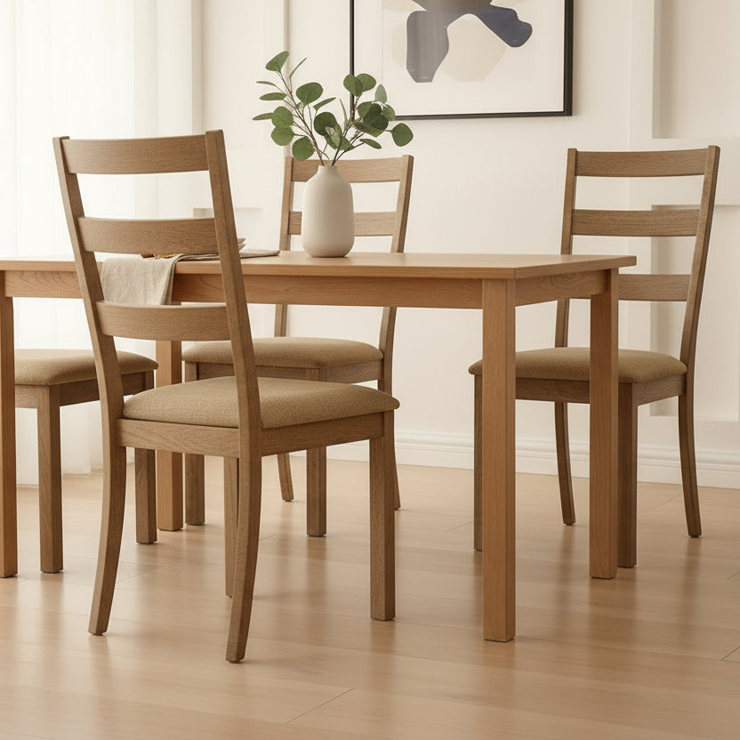 Chaises de salle à manger - 2 pièces / 40"H Noyer brun / Tissu beige