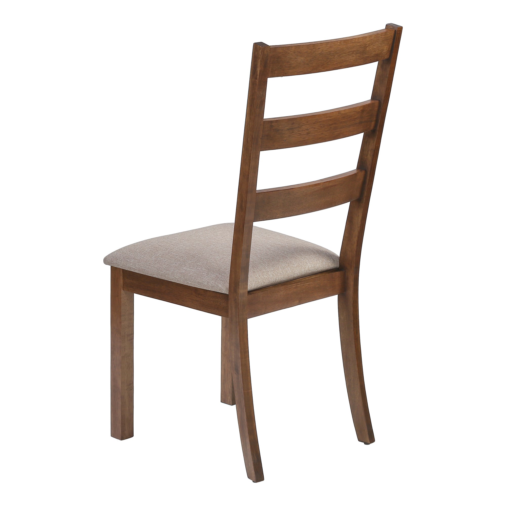 DINING CHAIR - 2PCS / 40"H BROWN WALNUT / BEIGE FABRIC