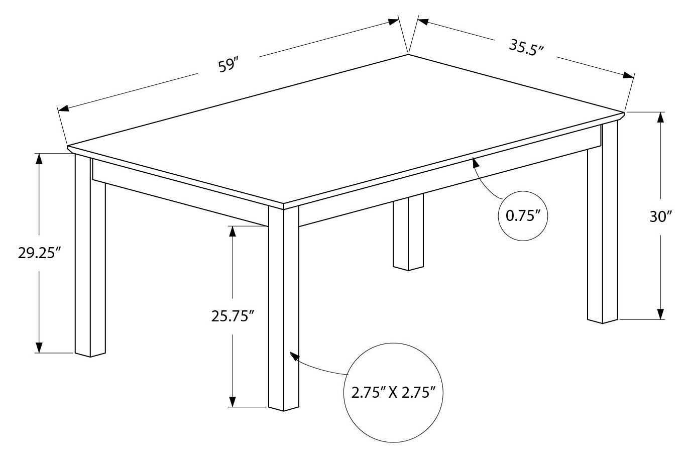 DINING TABLE - BROWN WALNUT VENEER / 36"X 60"