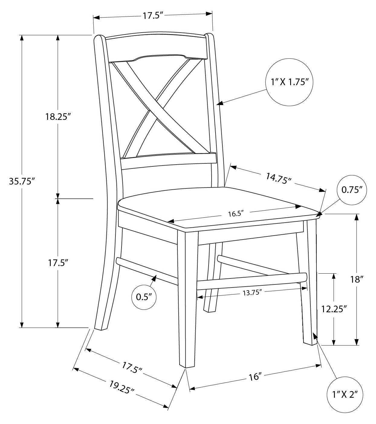 CHAISES DE SALLE À MANGER - 2 PIÈCES / 36"H BLANC