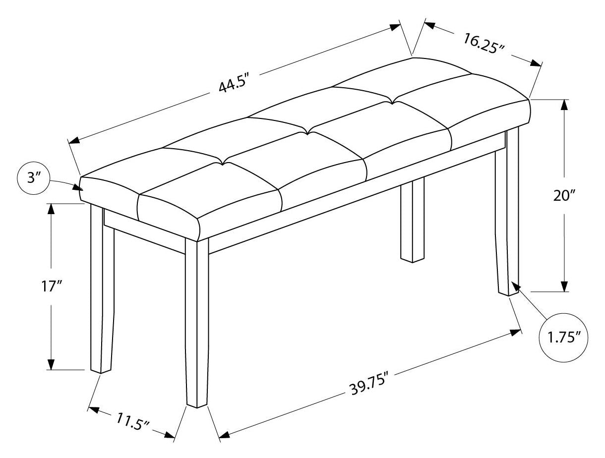 BANC - 44"L / SIÈGE EN TISSU GRIS / CRÈME