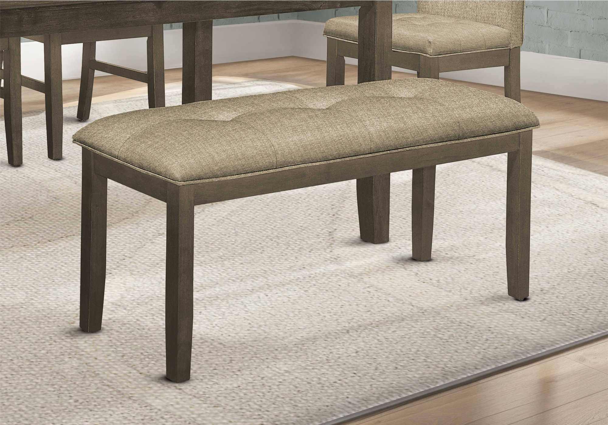 BANC - 44"L / SIÈGE EN TISSU GRIS / CRÈME