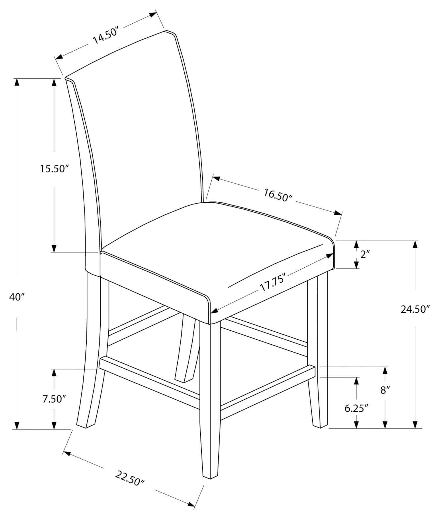 CHAISE DE SALLE À MANGER - 2 PIÈCES / SIMILI CUIR MARRON HAUTEUR COMPTOIR
