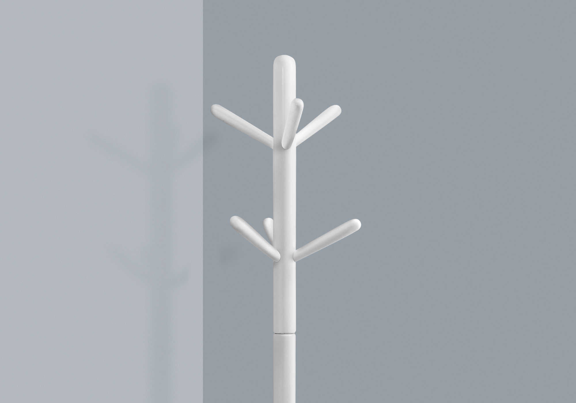 COAT RACK - 69"H / WHITE WOOD CONTEMPORARY STYLE