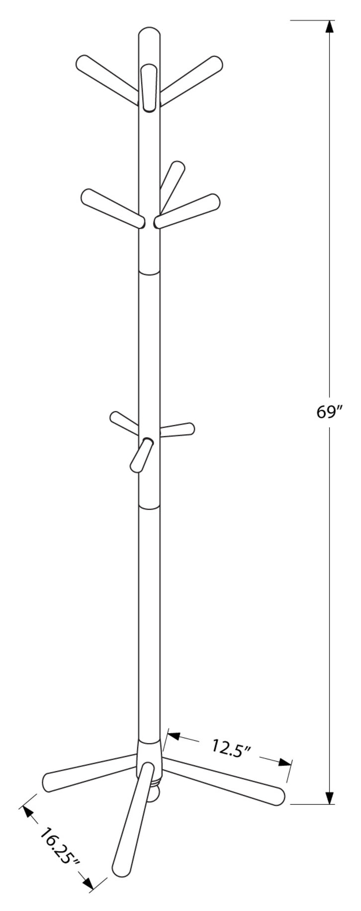 COAT RACK - 69"H / WHITE WOOD CONTEMPORARY STYLE