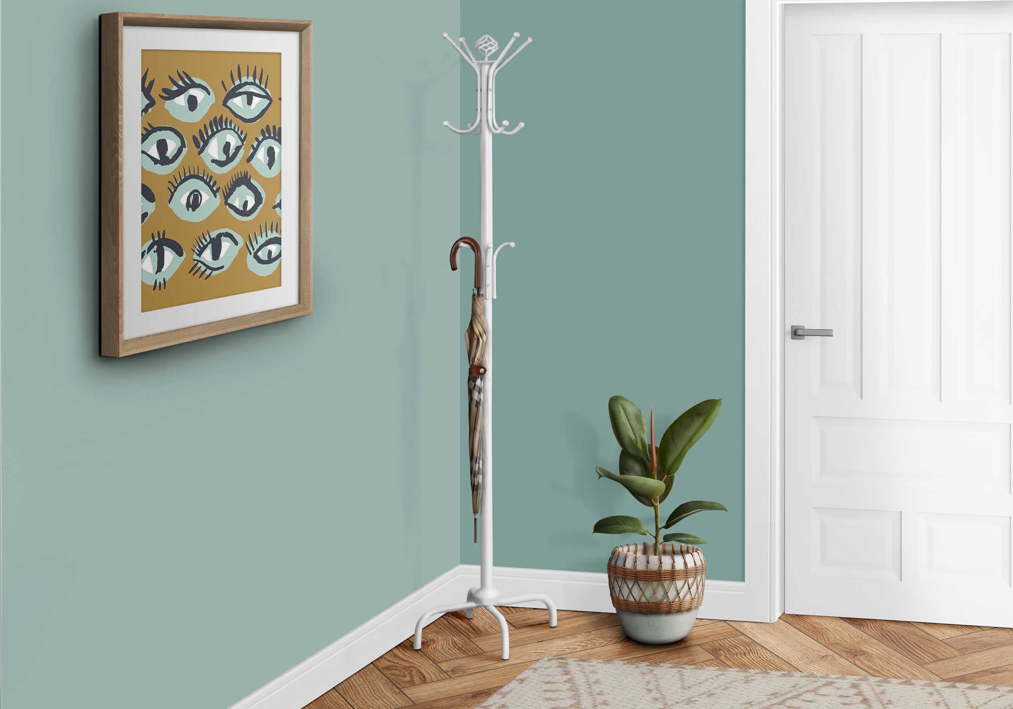 COAT RACK - 70"H / WHITE METAL