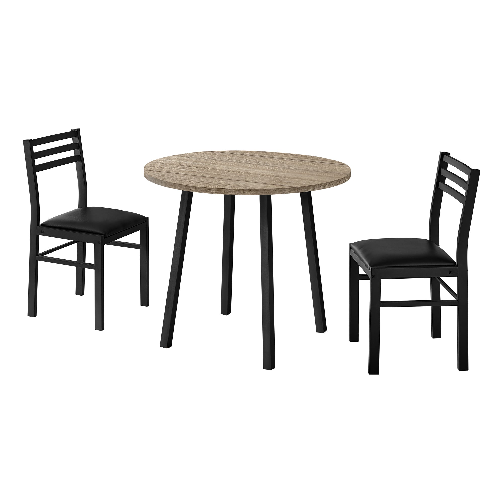 ENSEMBLE DE SALLE À MANGER - ENSEMBLE 3 PIÈCES / PLATEAU TAUPE FONCÉ / MÉTAL NOIR