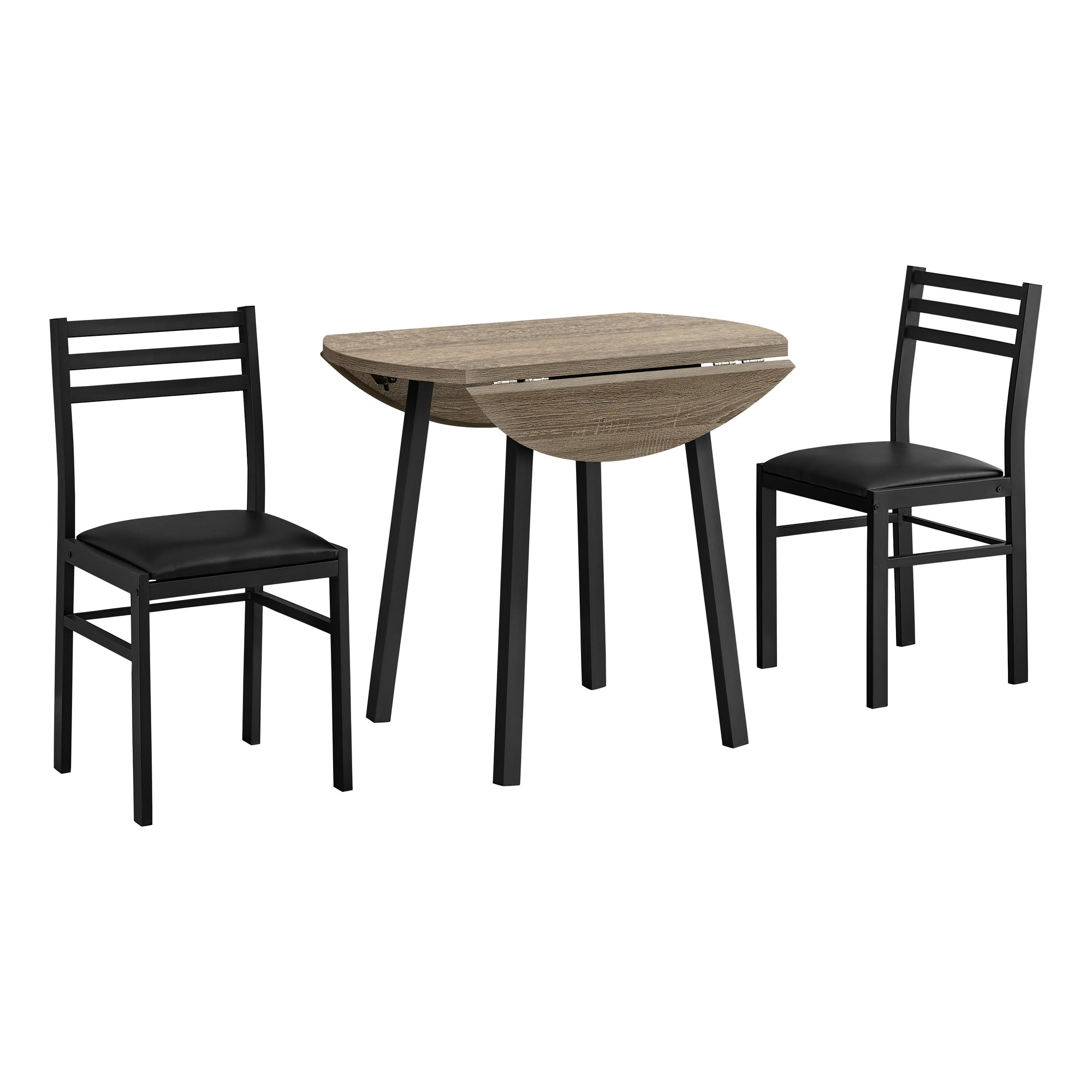 ENSEMBLE DE SALLE À MANGER - ENSEMBLE 3 PIÈCES / PLATEAU TAUPE FONCÉ / MÉTAL NOIR
