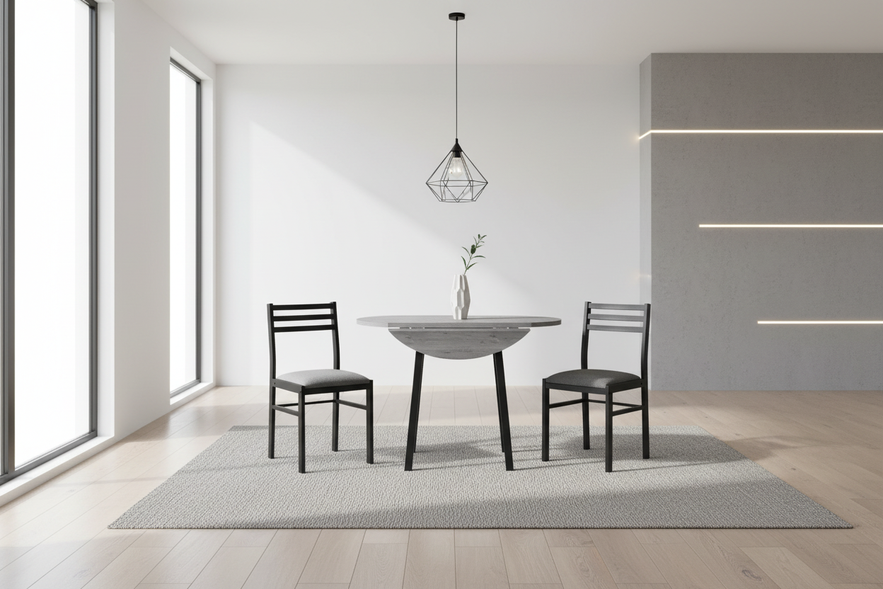 ENSEMBLE DE SALLE À MANGER - ENSEMBLE 3 PIÈCES / PLATEAU TAUPE FONCÉ / MÉTAL NOIR