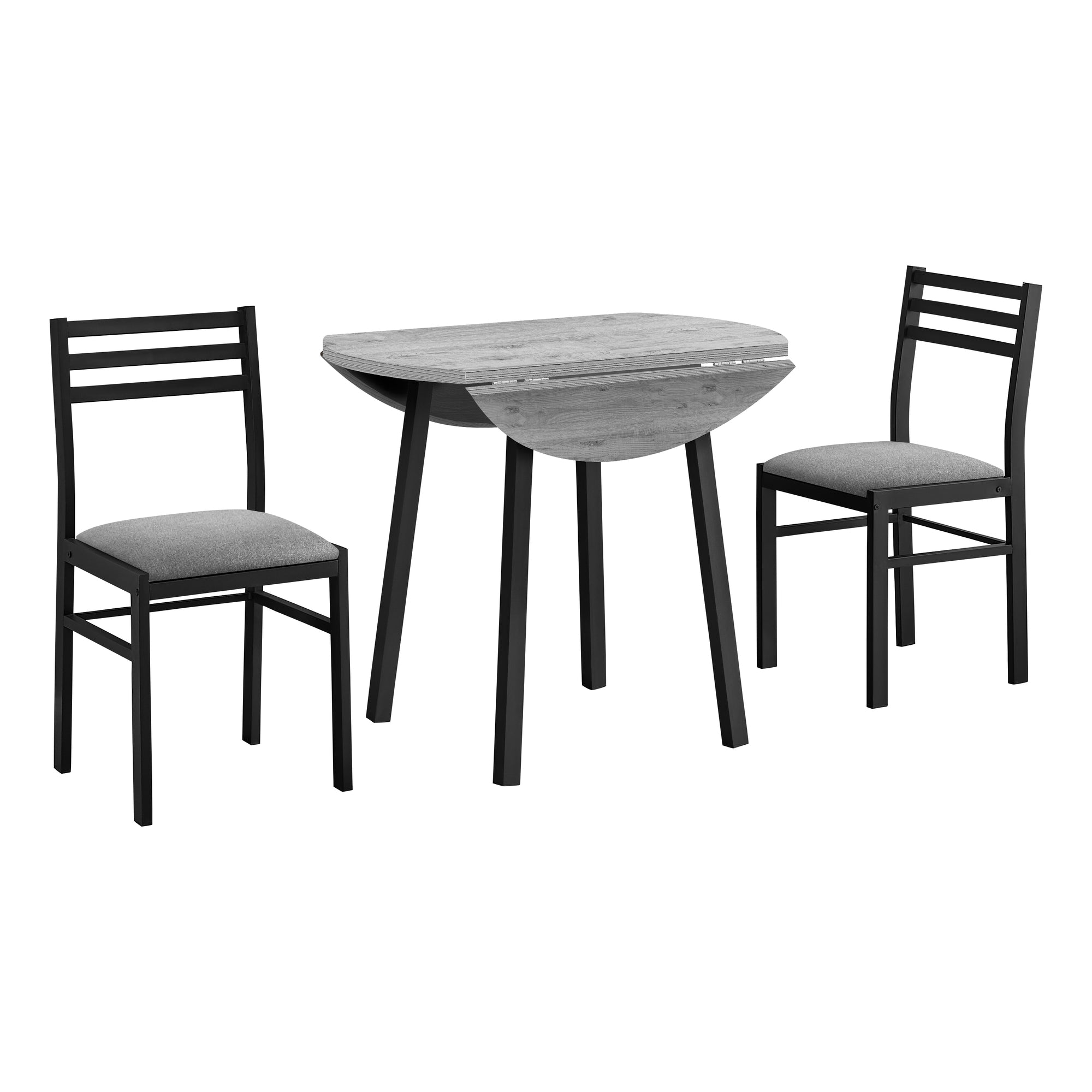 ENSEMBLE DE SALLE À MANGER - ENSEMBLE 3 PIÈCES / PLATEAU TAUPE FONCÉ / MÉTAL NOIR