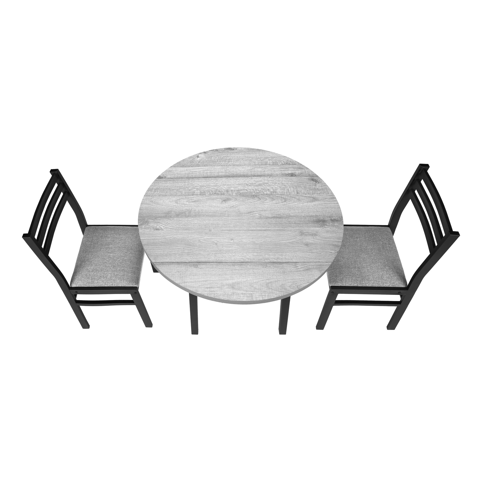 ENSEMBLE DE SALLE À MANGER - ENSEMBLE 3 PIÈCES / PLATEAU TAUPE FONCÉ / MÉTAL NOIR