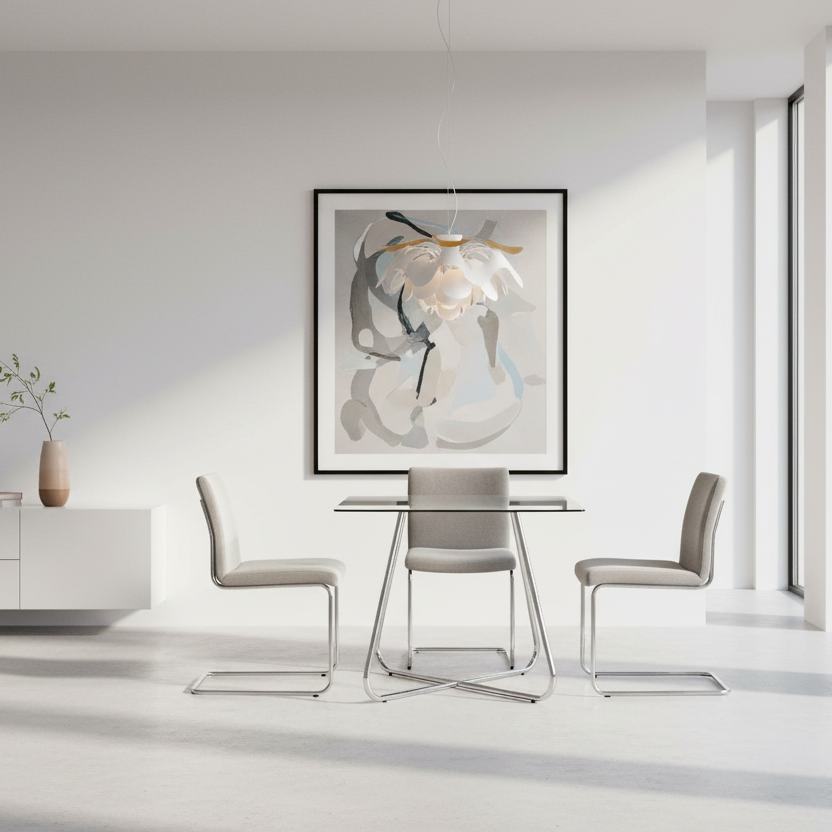 TABLE À MANGER - 40" DE DIAMÈTRE CHROMÉE AVEC VERRE TREMPÉ DE 8 MM