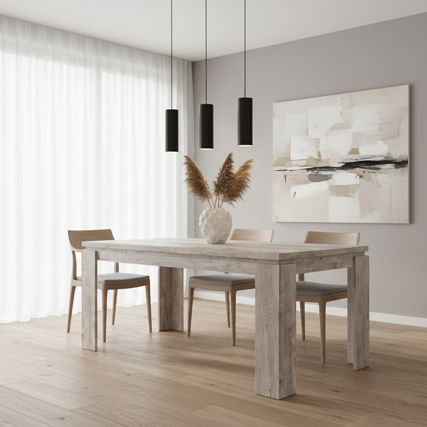 TABLE À MANGER - 36"X 60" / ASPECT BOIS RÉCUPÉRÉ TAUPE