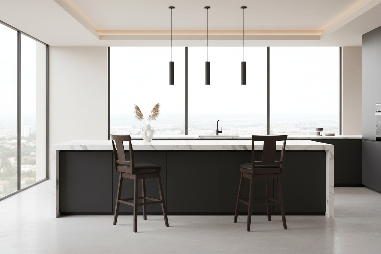 BARSTOOL - 2PCS / 44"H / ESPRESSO / SWIVEL BAR HEIGHT