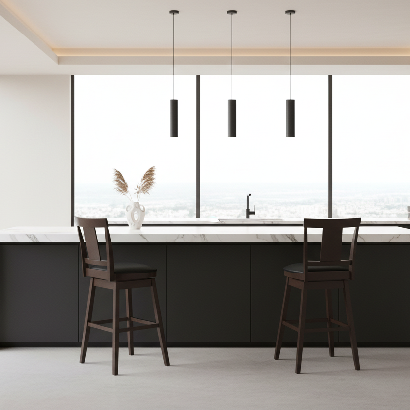 TABOURET DE BAR - 2 PIÈCES / 44"H / ESPRESSO / HAUTEUR DE BAR PIVOTANTE