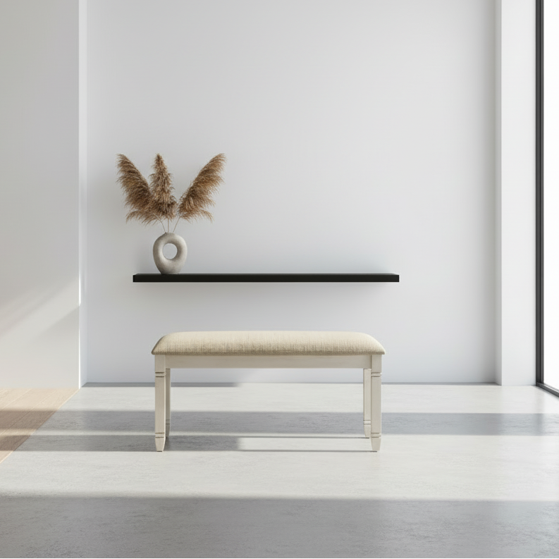 BANC - 41"L / TISSU GRIS REMBOURRÉ