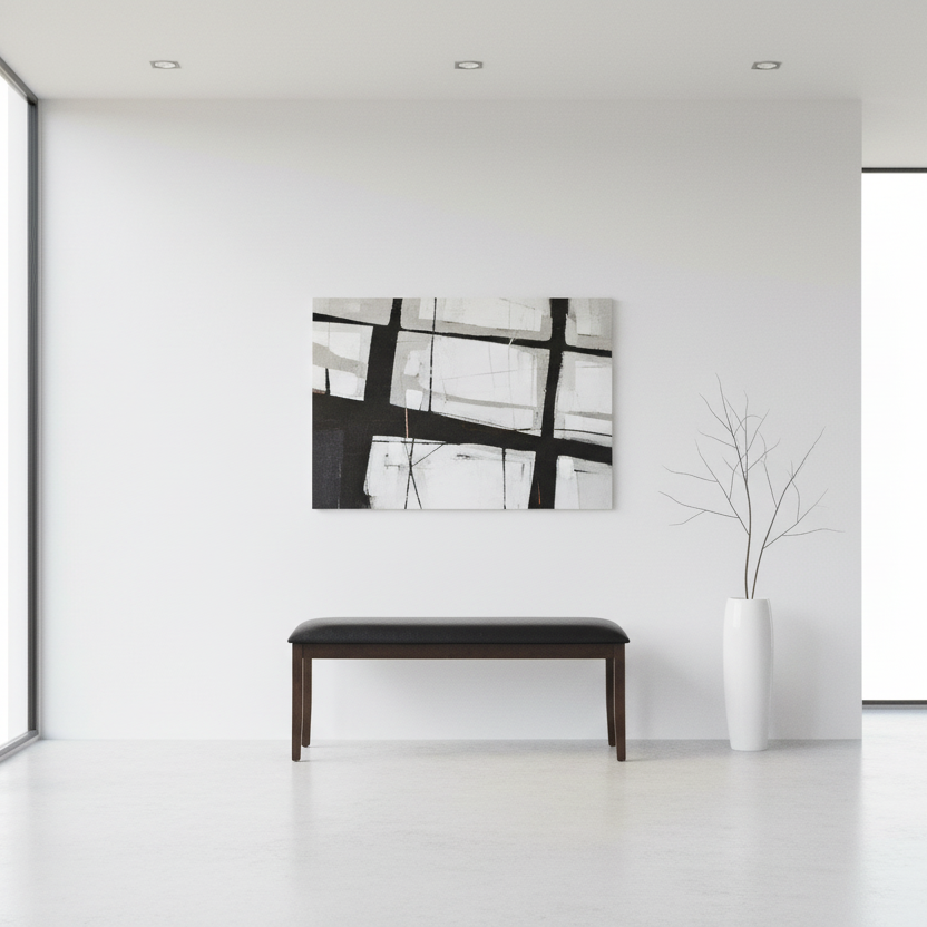 BANC - 48"L / ESPRESSO / SIÈGE EN PU NOIR