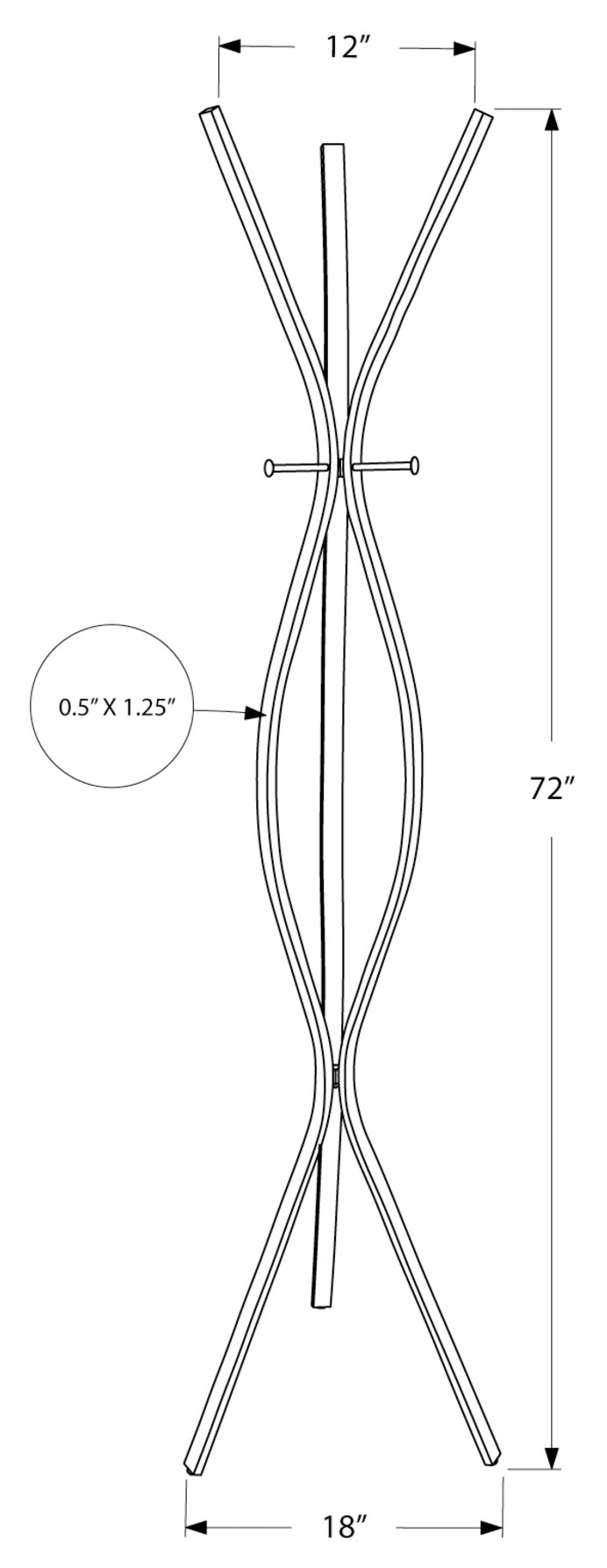 COAT RACK - 72"H / SILVER METAL CONTEMPORARY STYLE