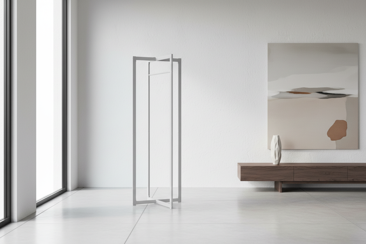 COAT RACK - 72"H / WHITE METAL