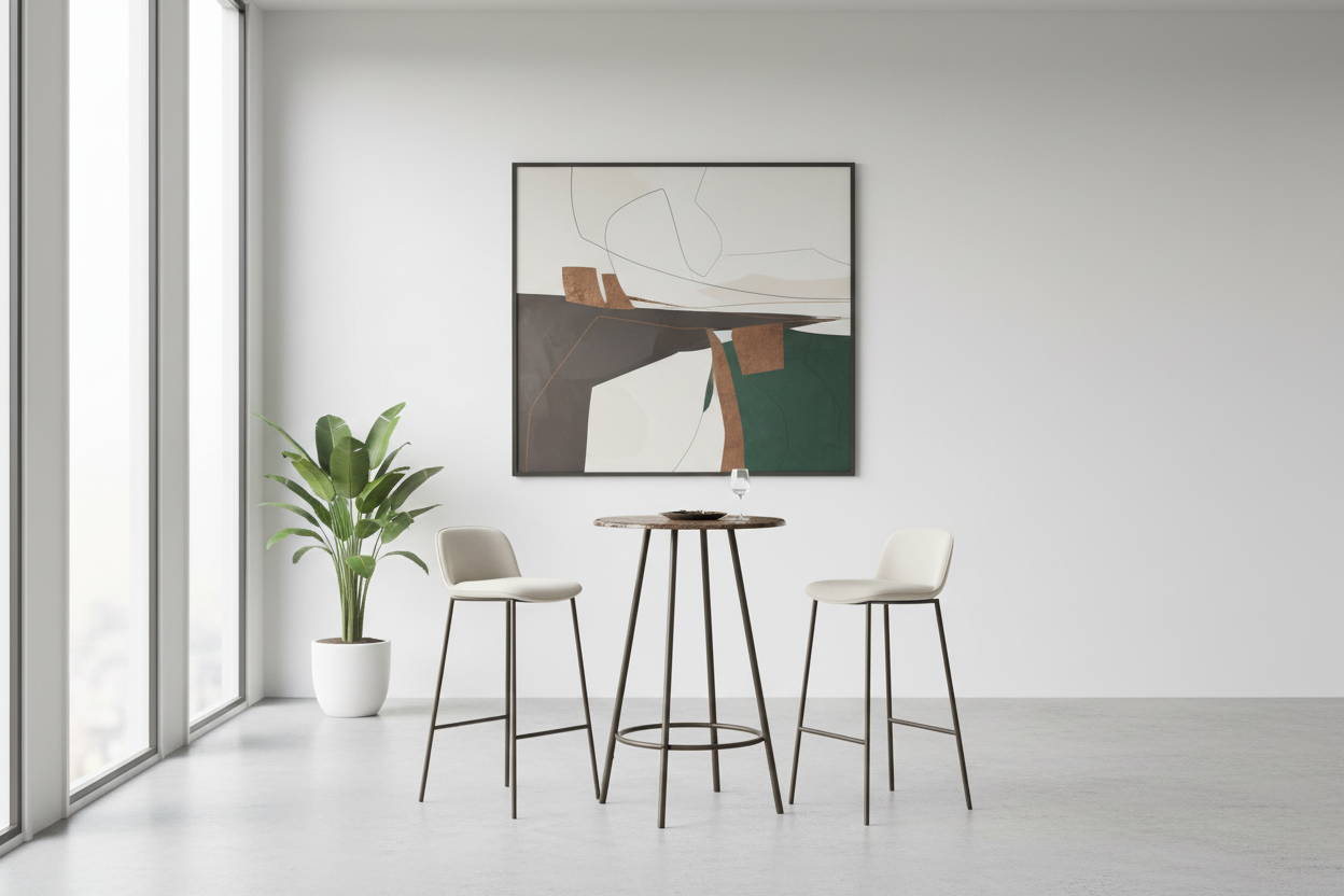 HOME BAR - 30"DIA / ESPRESSO MARBLE / COFFEE METAL