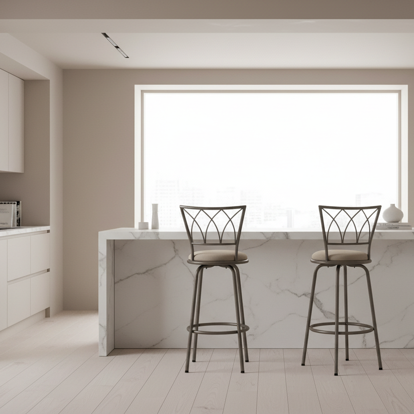 TABOURET DE BAR - 2 PIÈCES / 43"H / PIVOTANT / MÉTAL CAFÉ FONCÉ