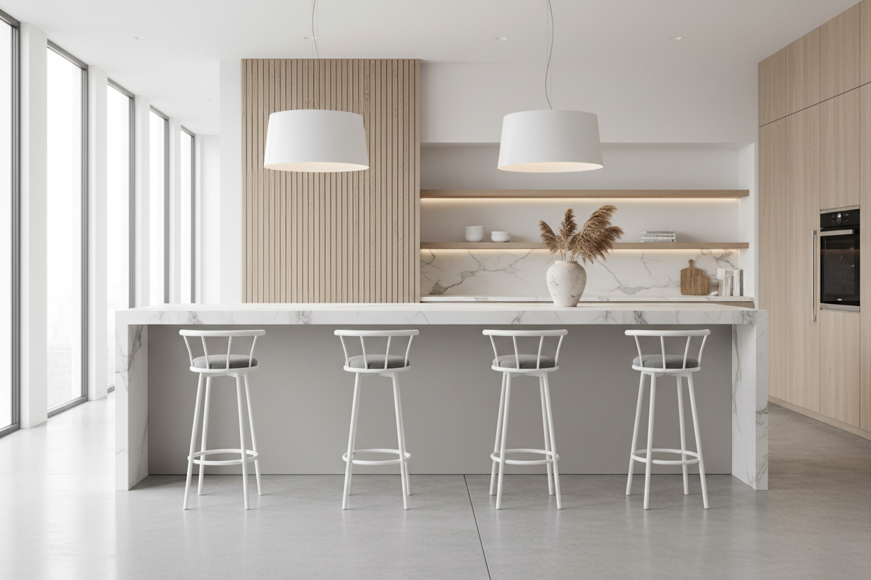 BARSTOOL - 2PCS / 36"H / SWIVEL / WHITE METAL