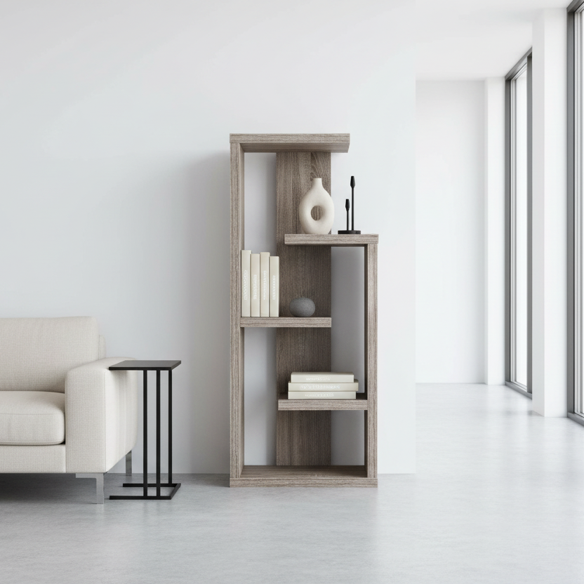 BOOKCASE - 48"H / DARK TAUPE ACCENT DISPLAY UNIT