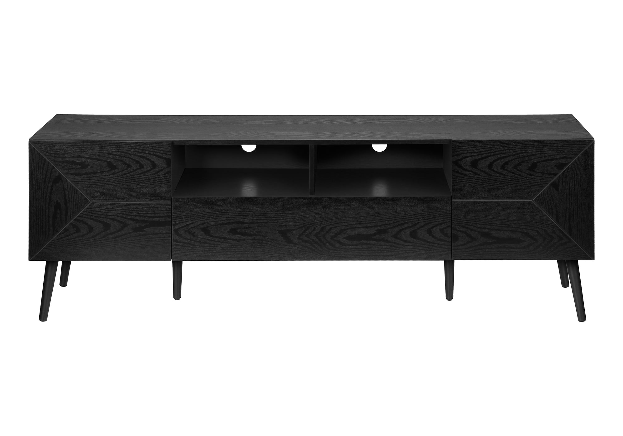 MEUBLE TV - 72"L / ASPECT BOIS NOIR AVEC RANGEMENT