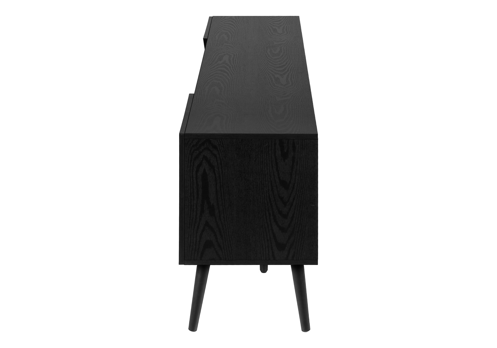 TV STAND - 72"L / BLACK WOOD-LOOK WITH STORAGE