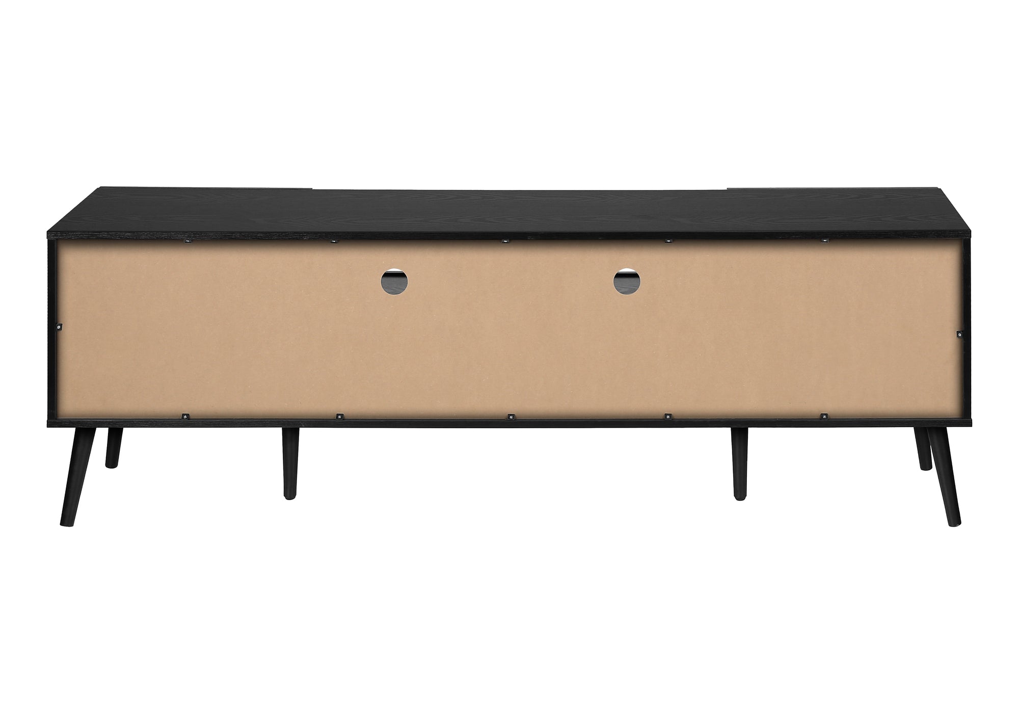 TV STAND - 72"L / BLACK WOOD-LOOK WITH STORAGE
