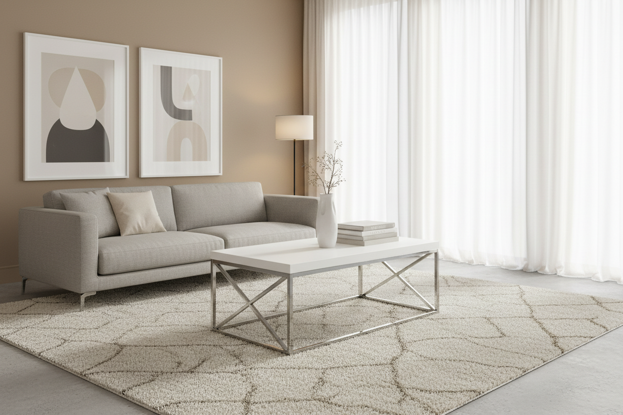 COFFEE TABLE - GLOSSY WHITE WITH CHROME METAL