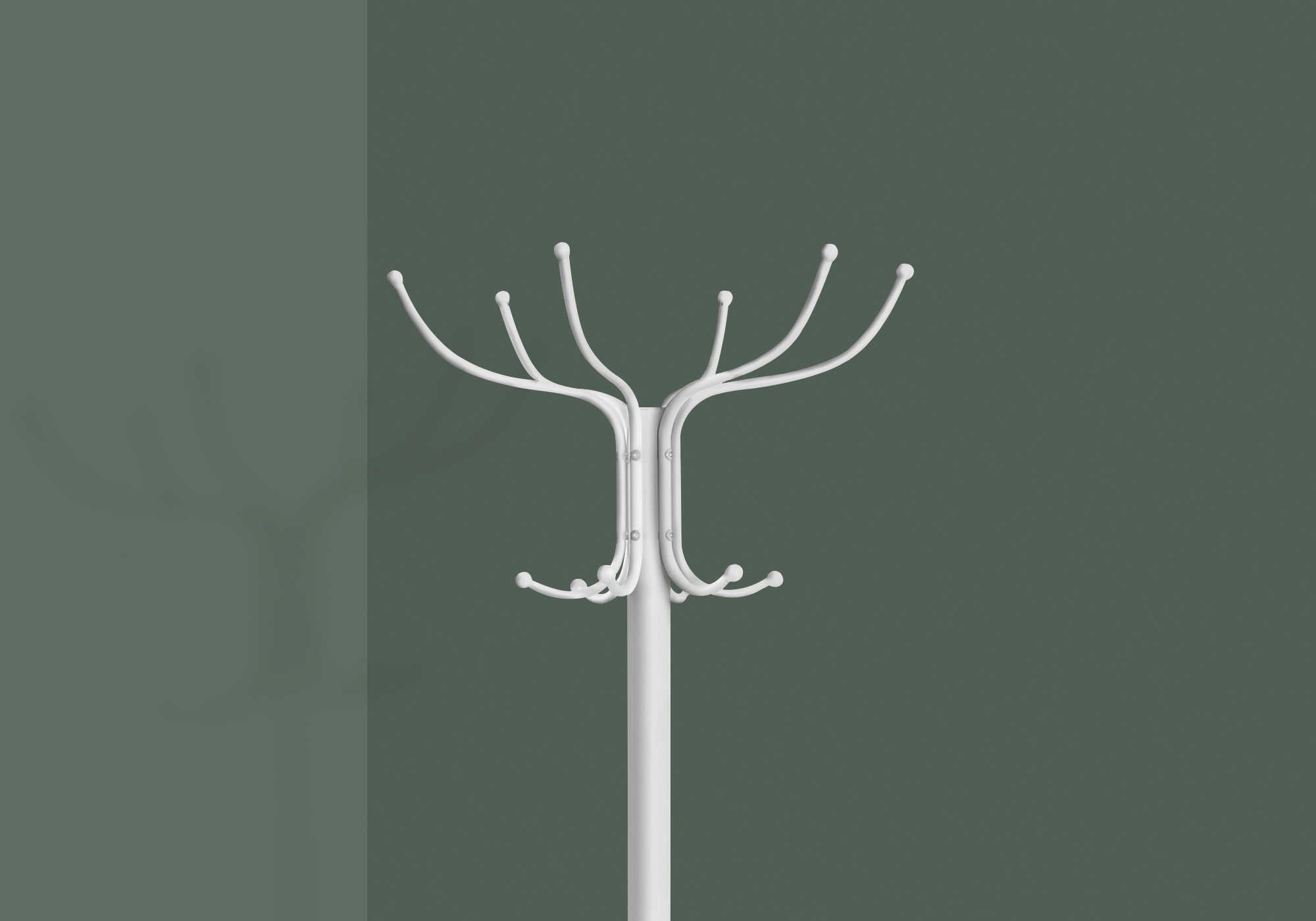 COAT RACK - 70"H / WHITE METAL WITH AN UMBRELLA HOLDER