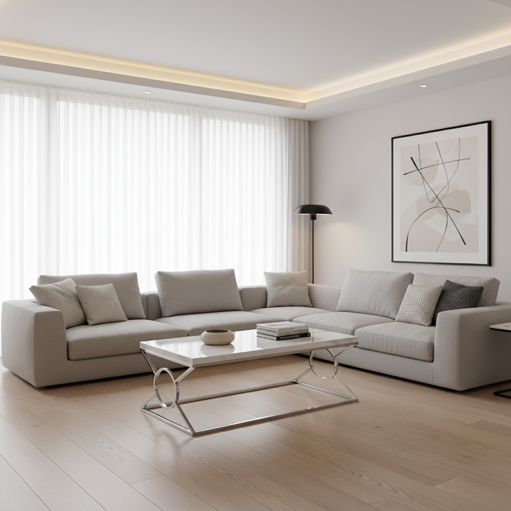 COFFEE TABLE - GLOSSY WHITE WITH CHROME METAL