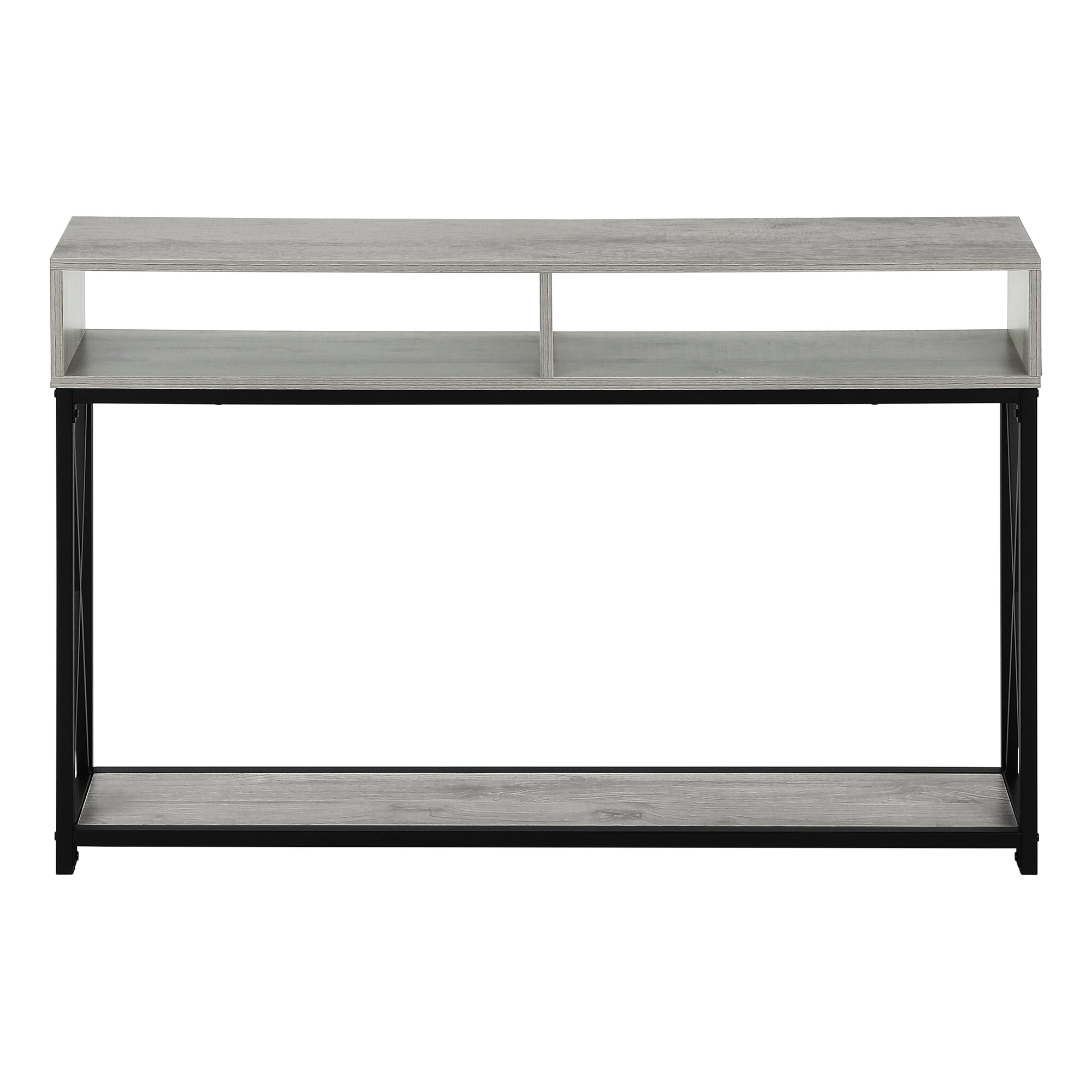 TABLE D'APPOINT - 48"L / CONSOLE D'ENTRÉE EN MÉTAL GRIS / NOIR