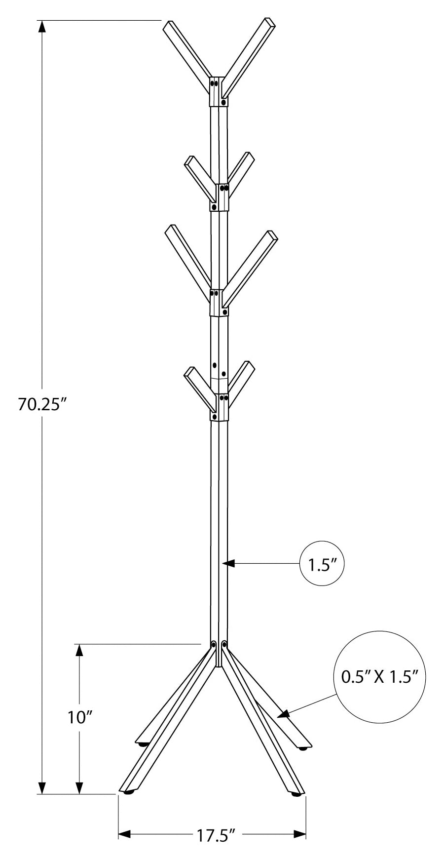COAT RACK - 70"H / BLACK METAL