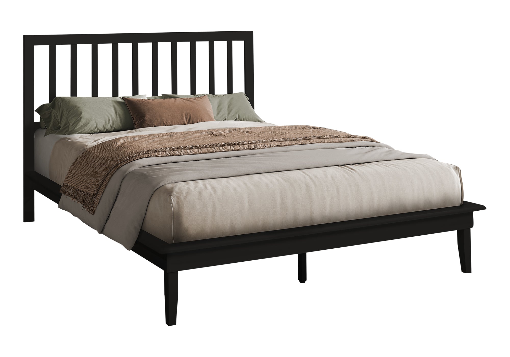 LIT - QUEEN SIZE / PLATEFORME EN BOIS MASSIF NOIR