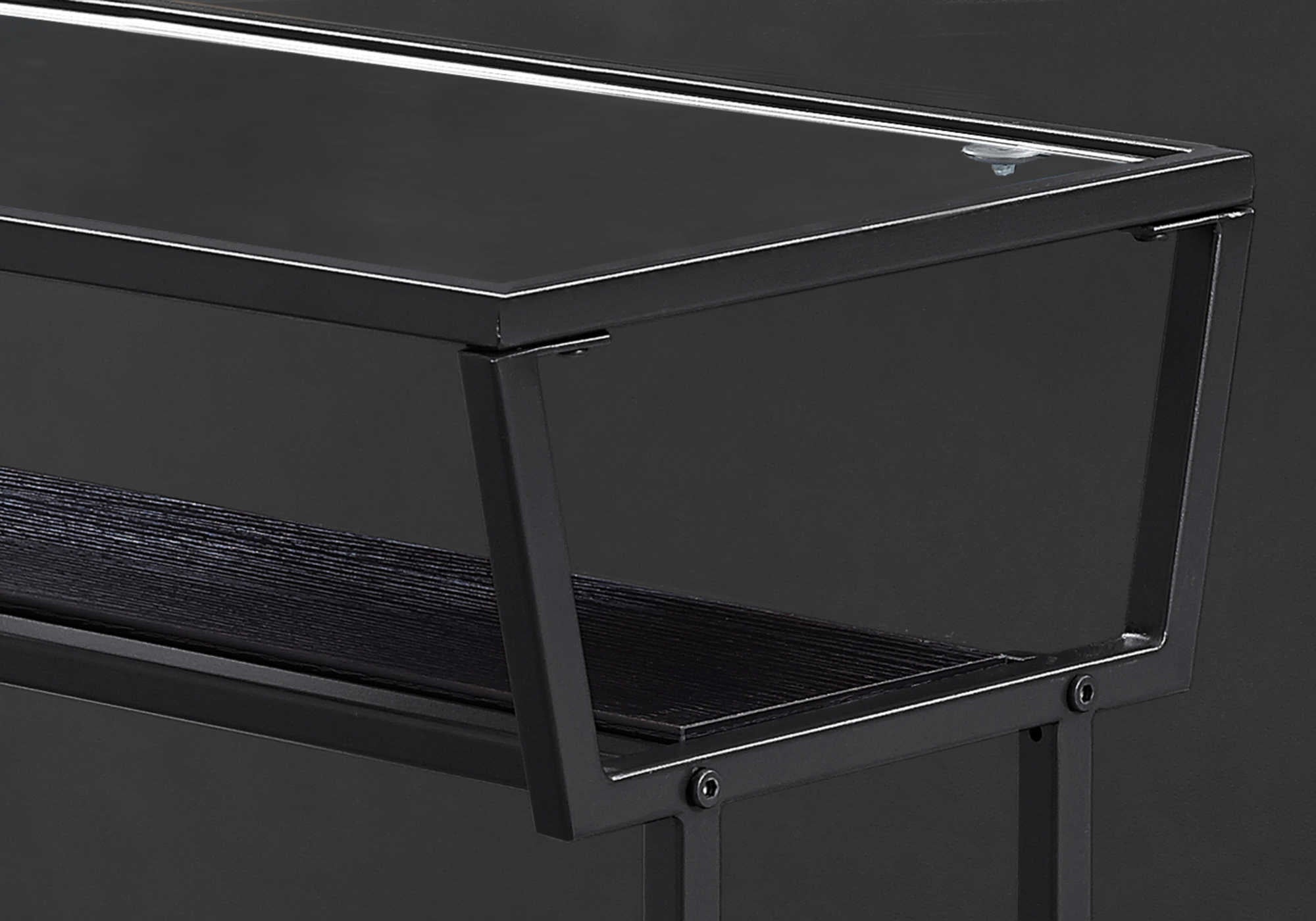 TABLE D'APPOINT - 22"H / ESPRESSO / NOIR / VERRE TREMPÉ
