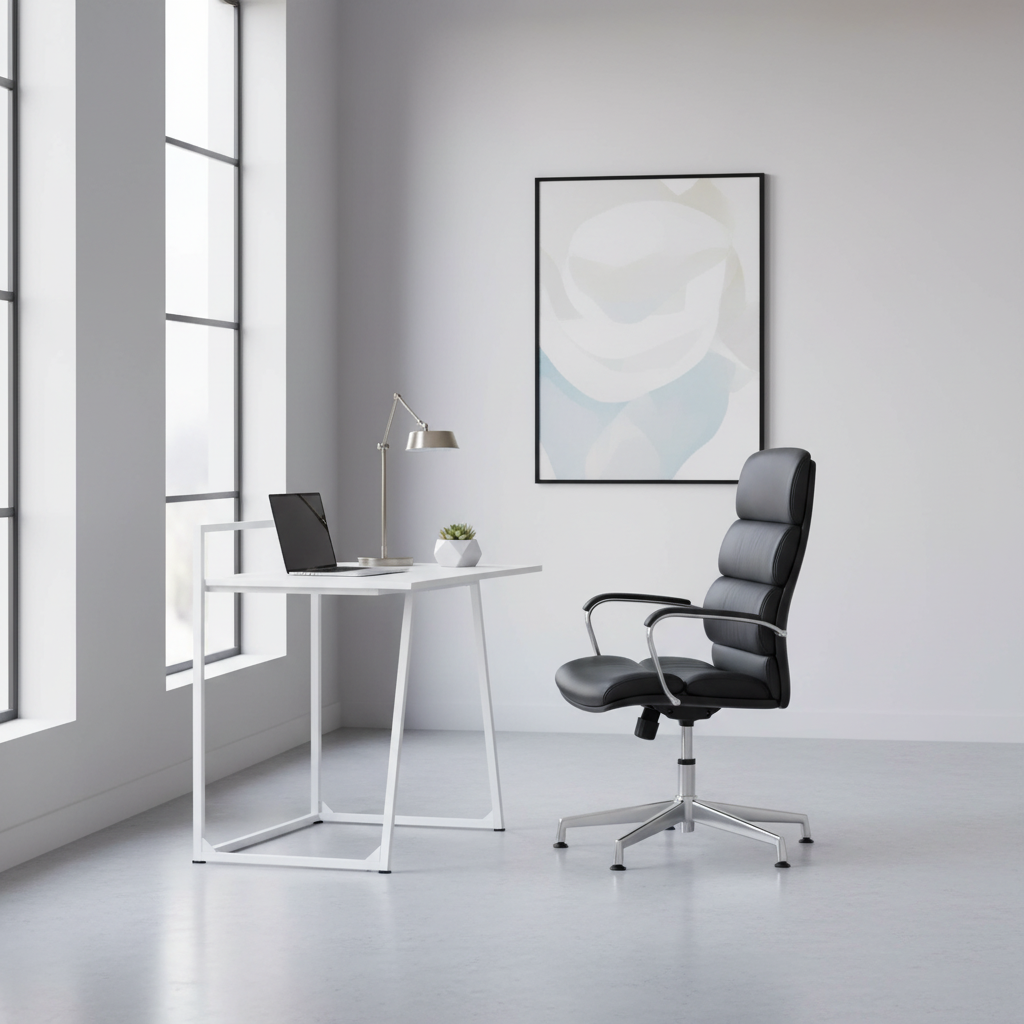 BUREAU D'ORDINATEUR - 30"L / BLANC JUVÉNILE / MÉTAL BLANC