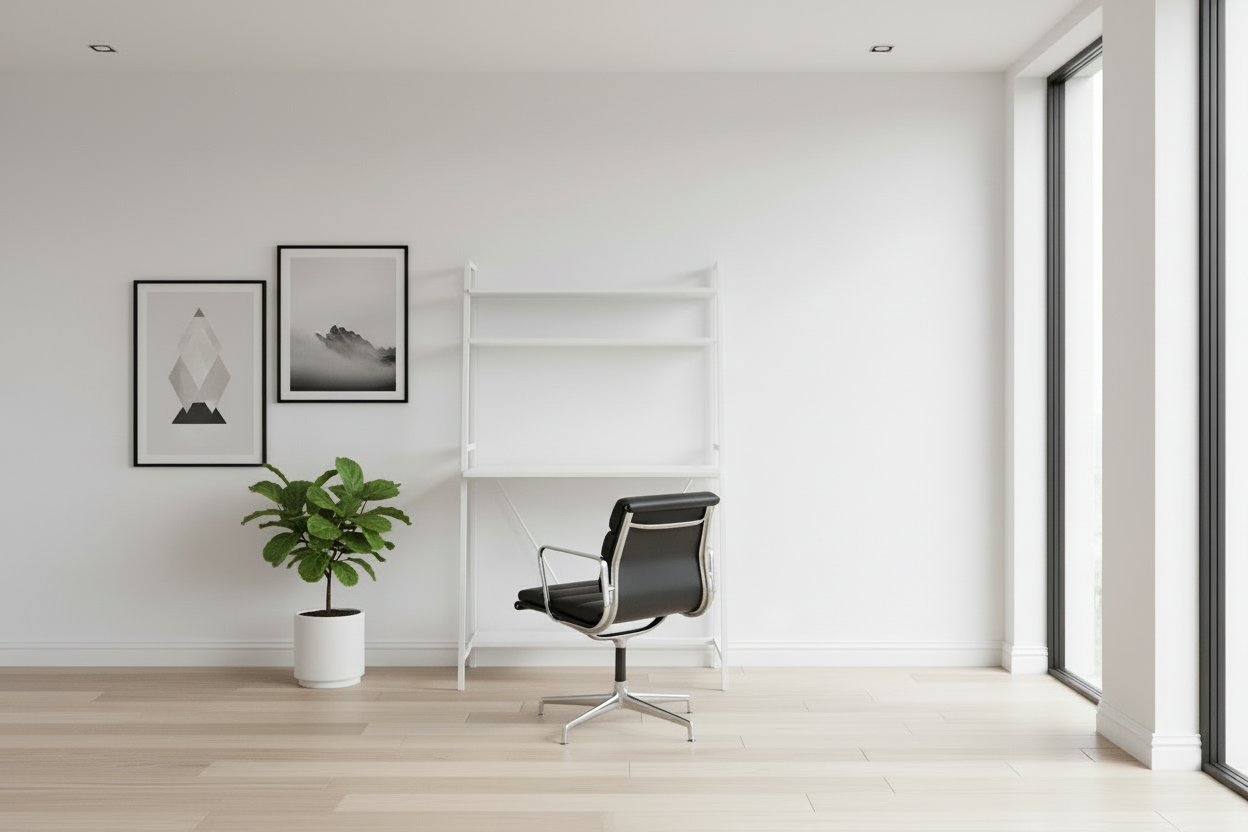 BUREAU D'ORDINATEUR - 32" L / DESSUS BLANC / MÉTAL BLANC