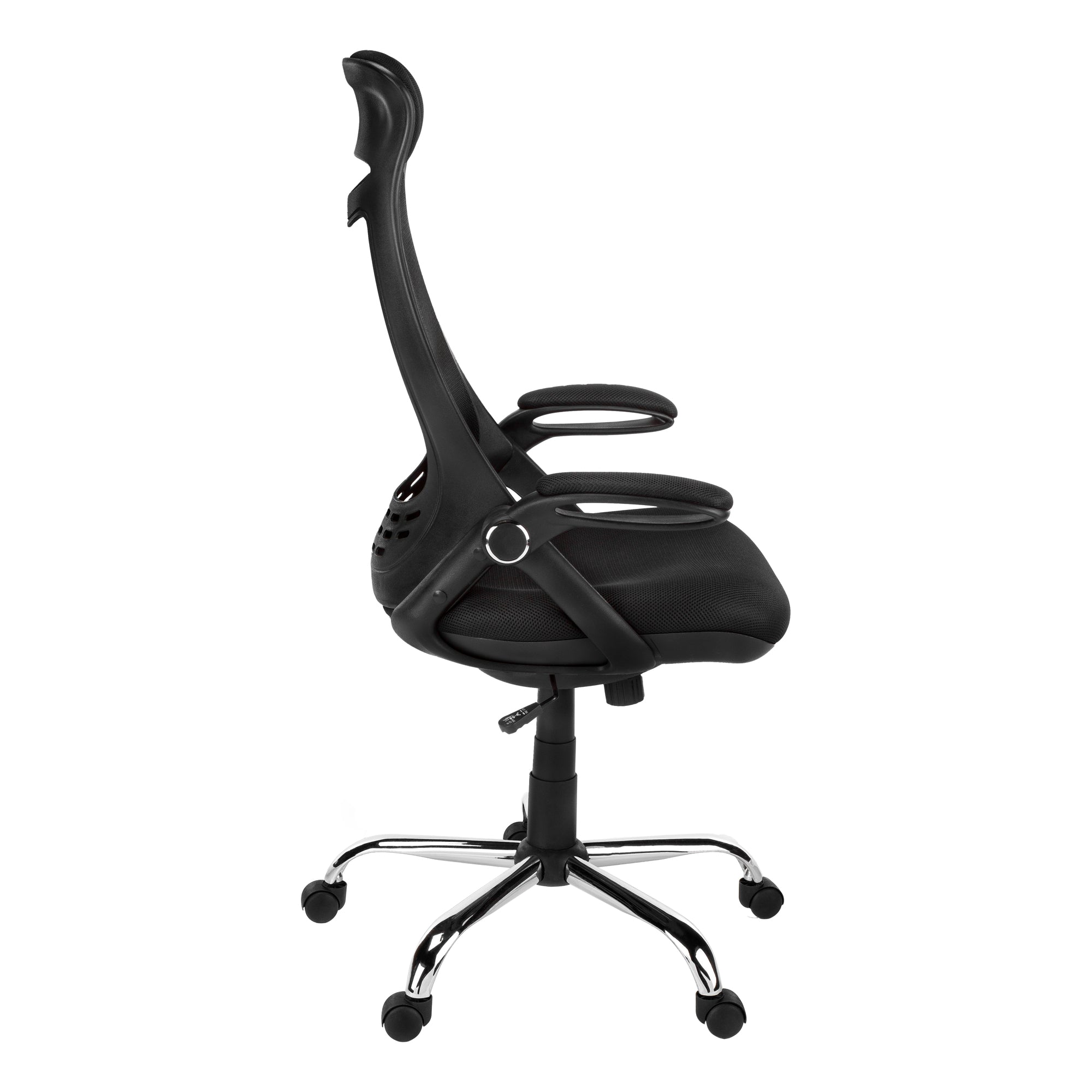 CHAISE DE BUREAU - MAILLE NOIRE / DOSSIER HAUT CHROME EXECUTIVE